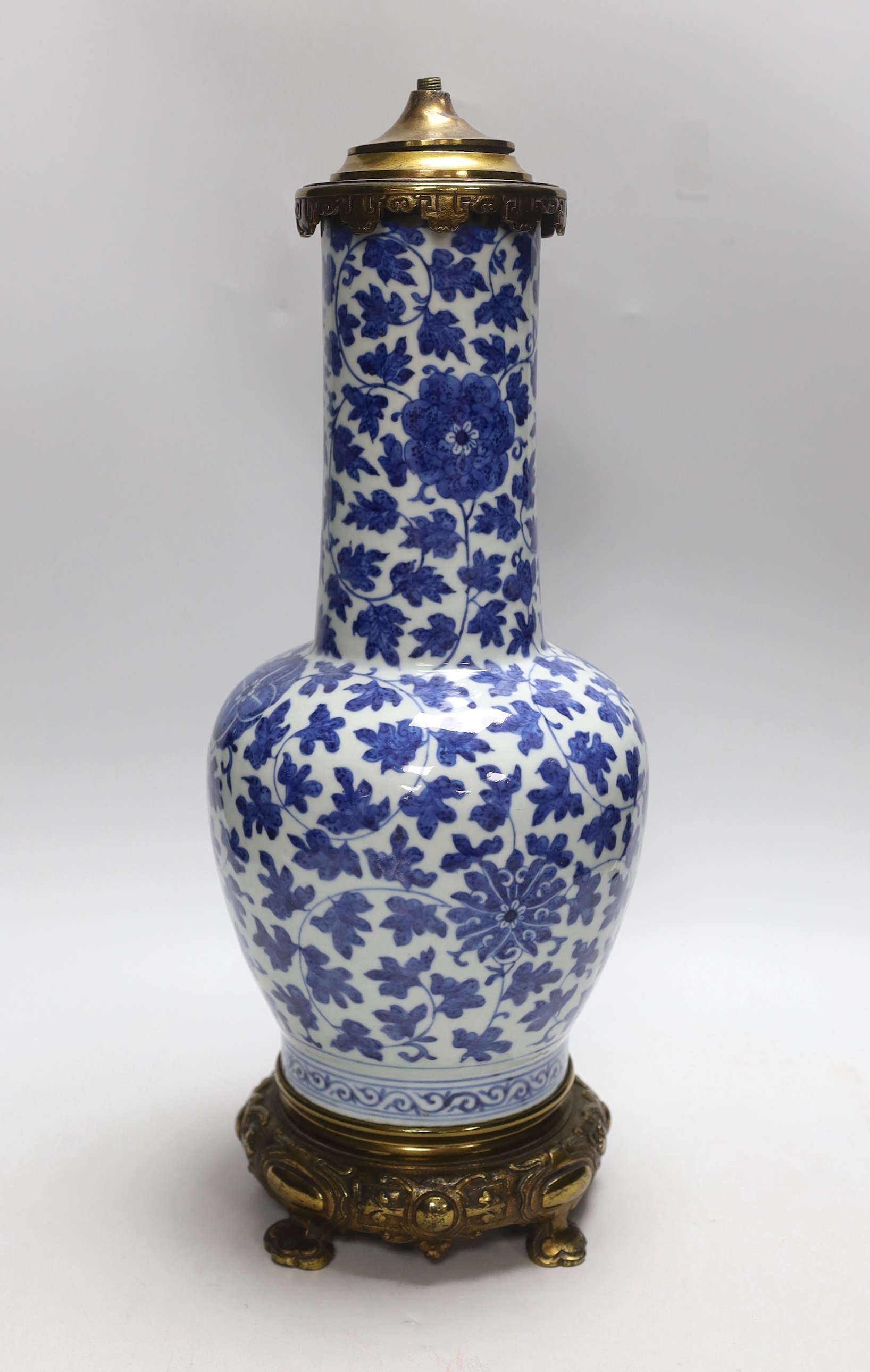 A Chinese vase, 19th century, converted to a lamp, 44cm total height